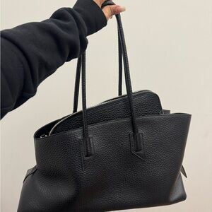 Elegant Black Leather Tote Bag